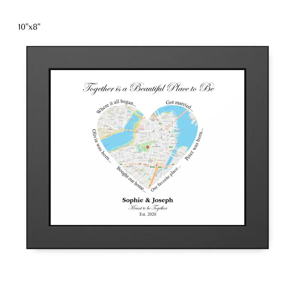 Custom Wall Art - Heart Shaped Single Location Map - ARTFULANE