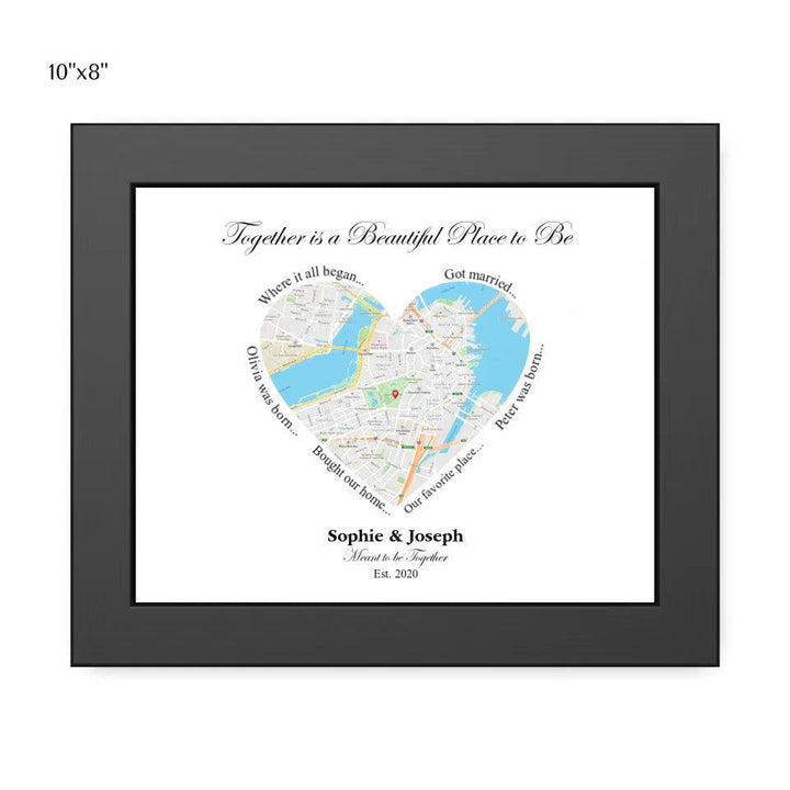 Custom Wall Art - Heart Shaped Single Location Map - ARTFULANE