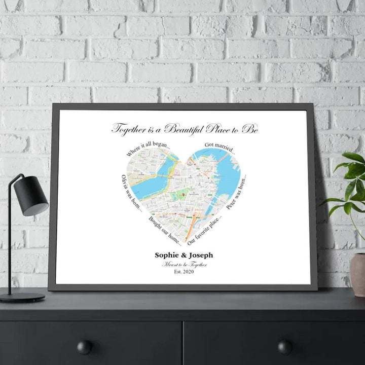 Custom Wall Art - Heart Shaped Single Location Map - ARTFULANE