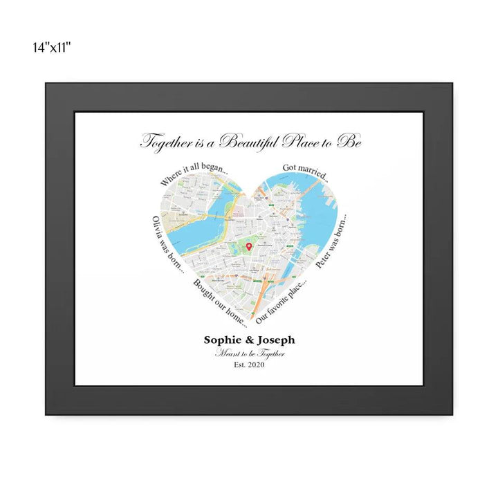 Custom Wall Art - Heart Shaped Single Location Map - ARTFULANE