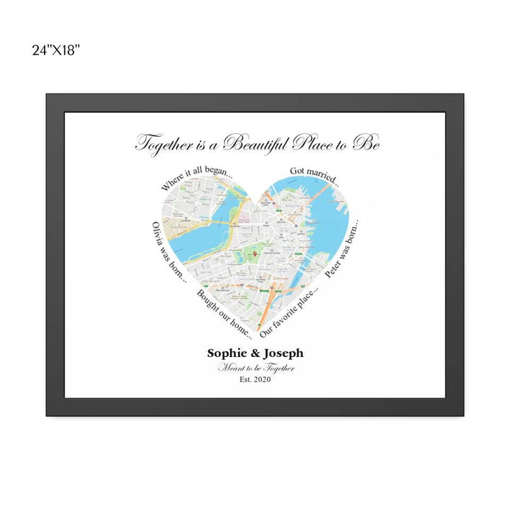 Custom Wall Art - Heart Shaped Single Location Map - ARTFULANE