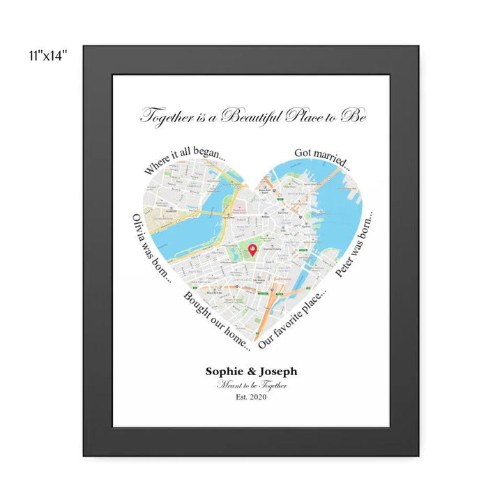 Custom Wall Art - Heart Shaped Single Location Map - ARTFULANE