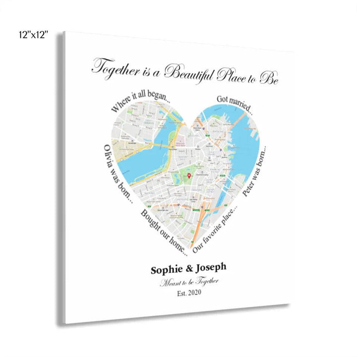 Custom Wall Art - Heart Shaped Single Location Map - ARTFULANE