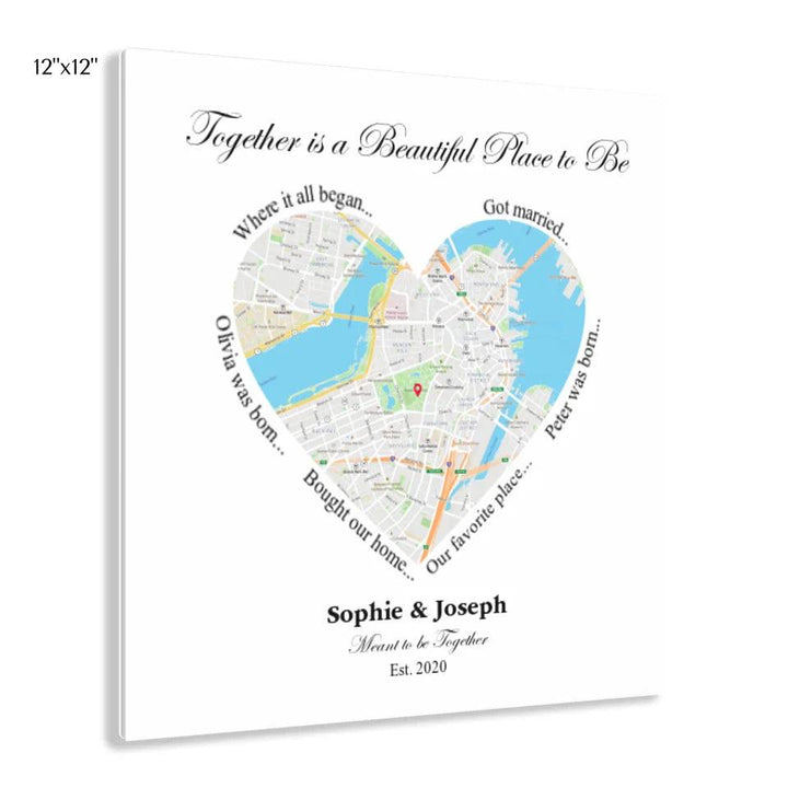Custom Wall Art - Heart Shaped Single Location Map - ARTFULANE