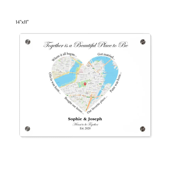 Custom Wall Art - Heart Shaped Single Location Map - ARTFULANE