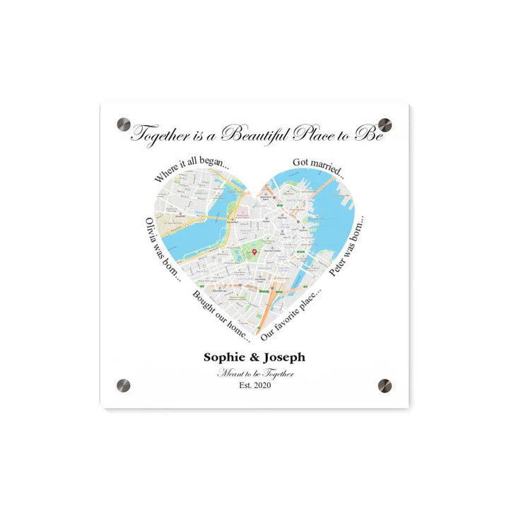 Custom Wall Art - Heart Shaped Single Location Map - ARTFULANE