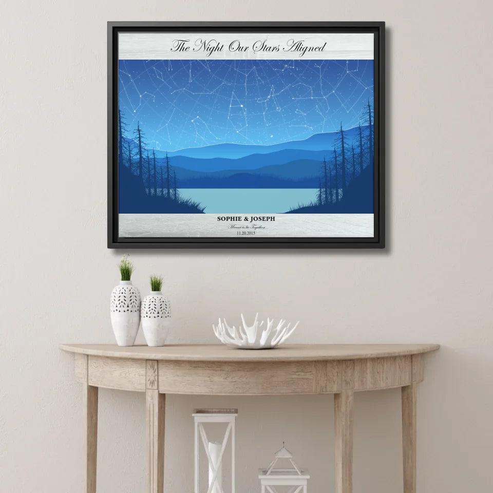 Custom Wall Art - Light Blue Landscape Star Map - ARTFULANE