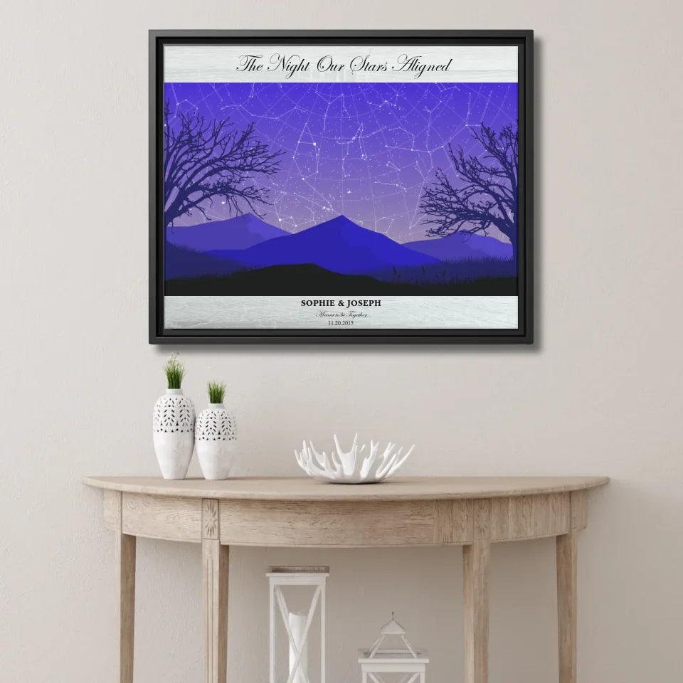 Custom Wall Art - Purple Landscape Star Map - ARTFULANE