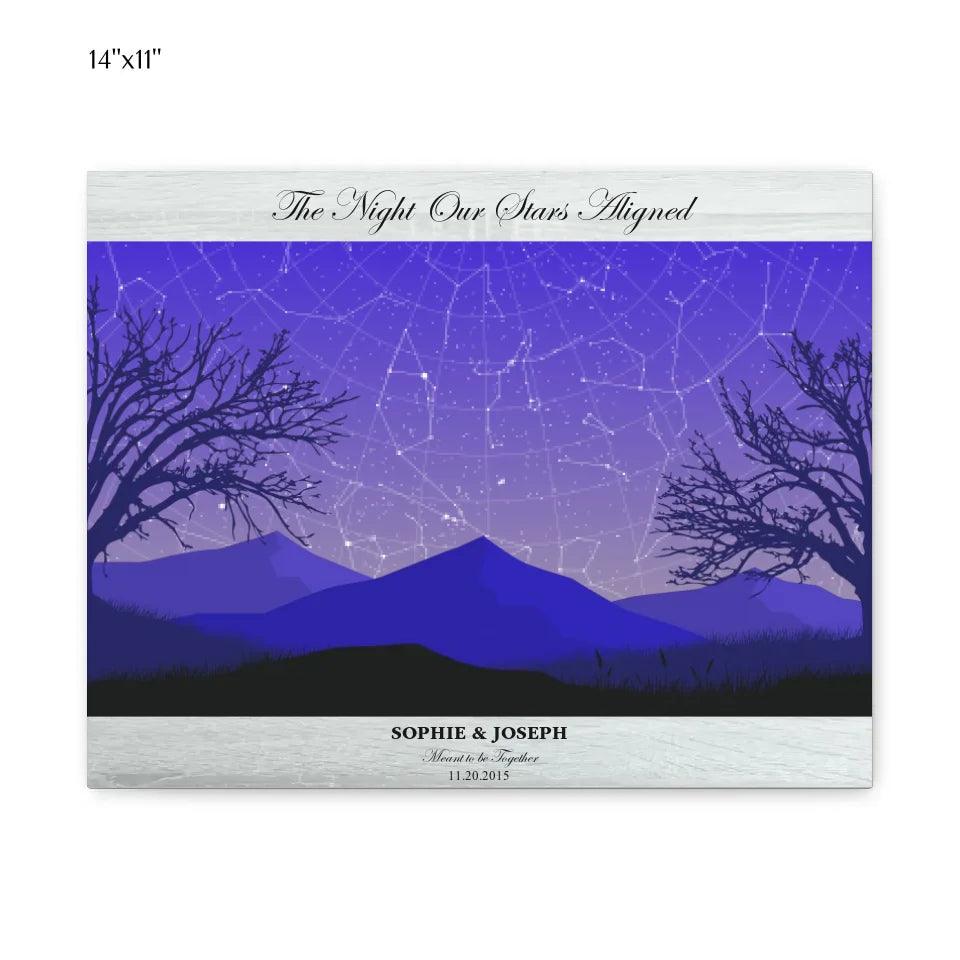 Custom Wall Art - Purple Landscape Star Map - ARTFULANE