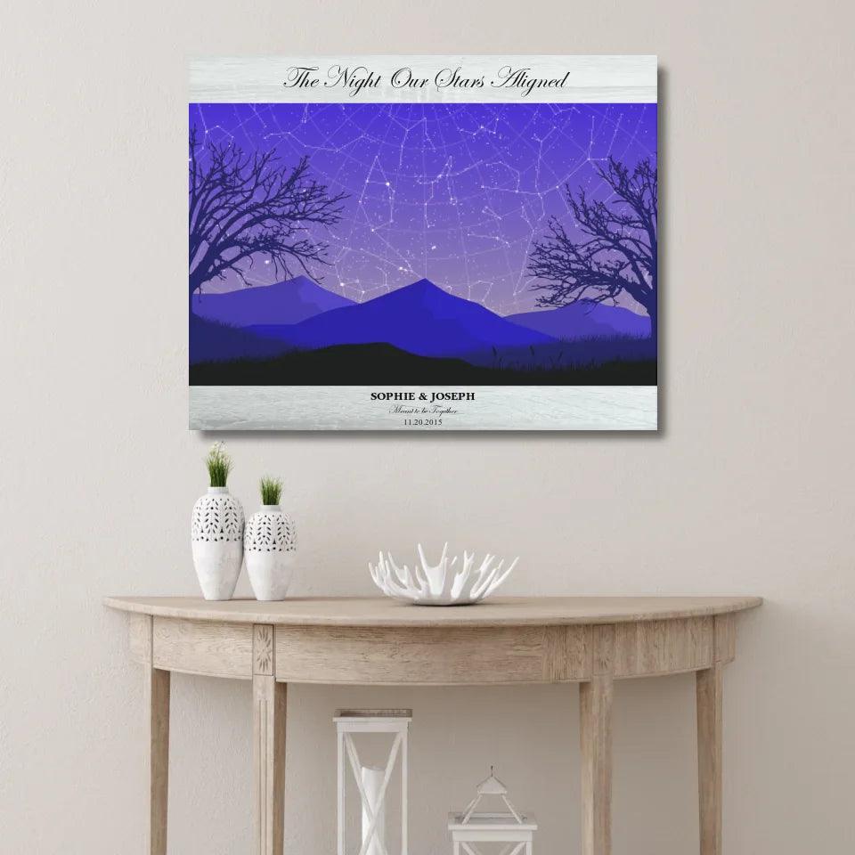 Custom Wall Art - Purple Landscape Star Map - ARTFULANE