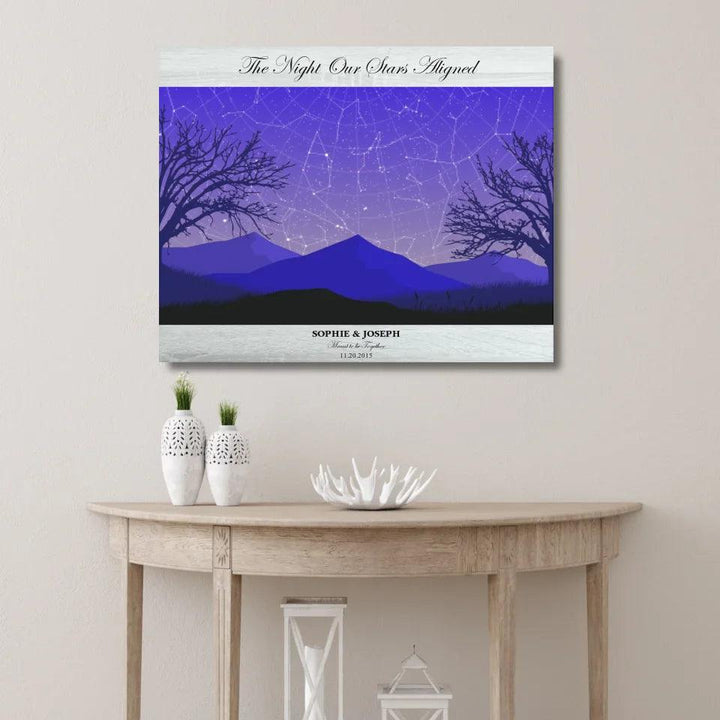 Custom Wall Art - Purple Landscape Star Map - ARTFULANE