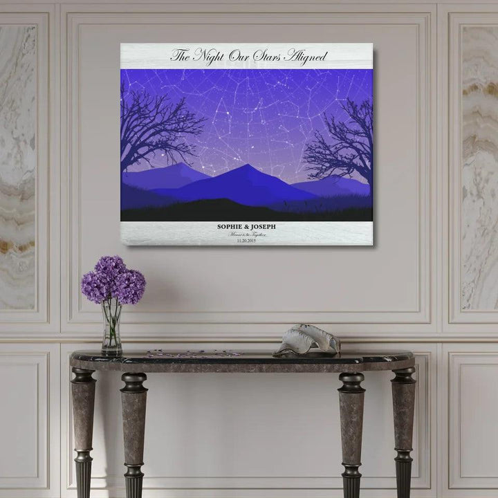 Custom Wall Art - Purple Landscape Star Map - ARTFULANE