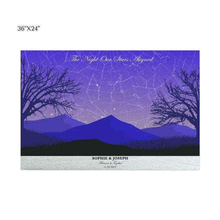 Custom Wall Art - Purple Landscape Star Map - ARTFULANE