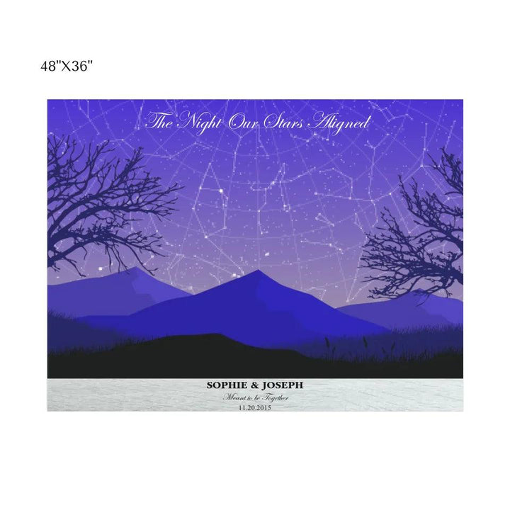 Custom Wall Art - Purple Landscape Star Map - ARTFULANE