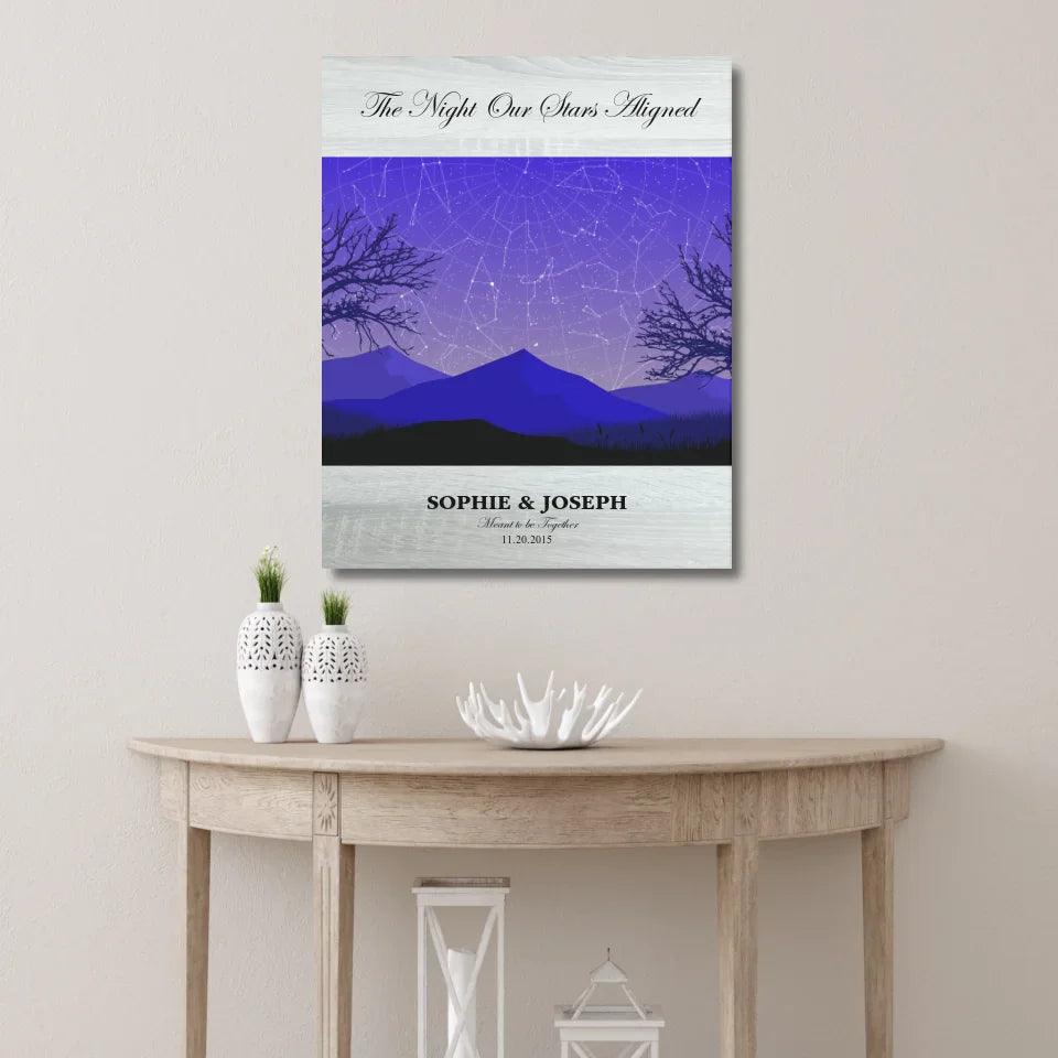 Custom Wall Art - Purple Landscape Star Map - ARTFULANE