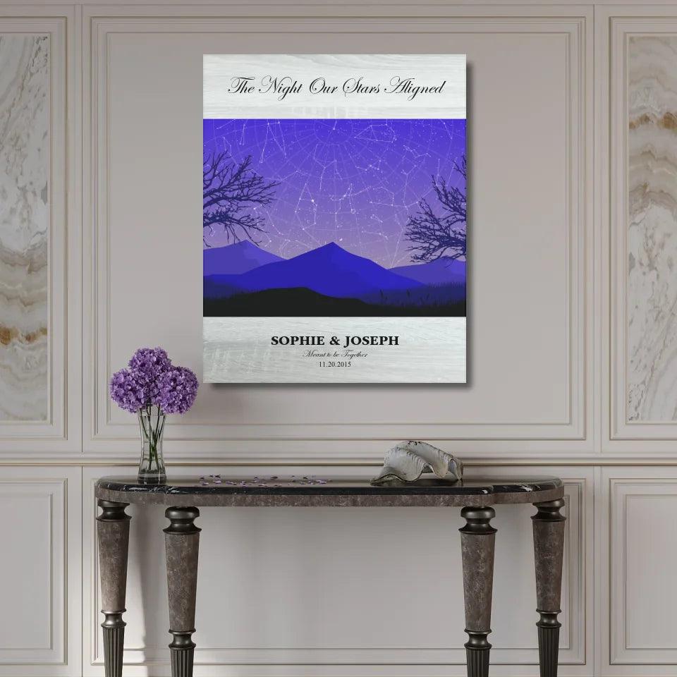 Custom Wall Art - Purple Landscape Star Map - ARTFULANE