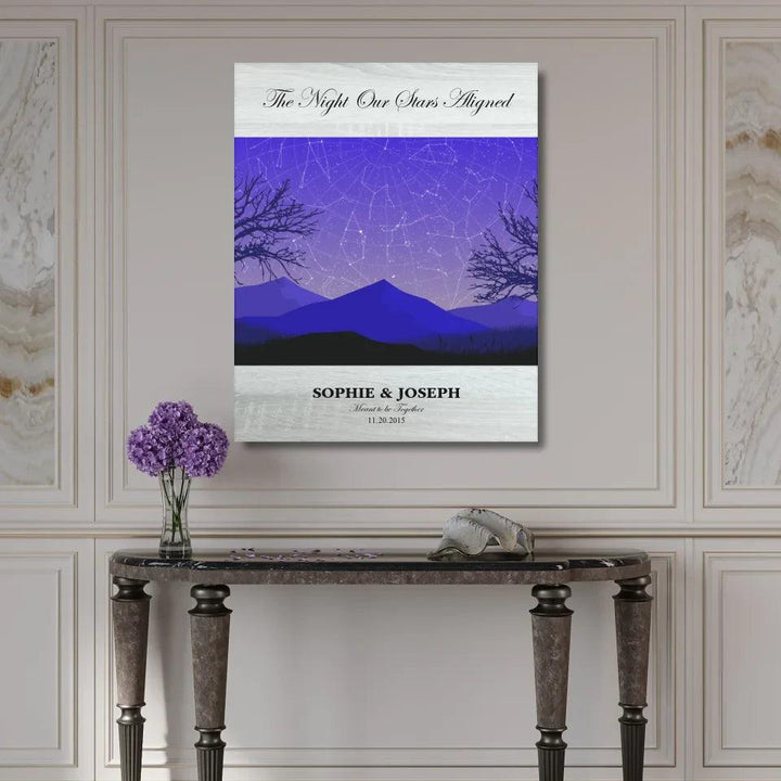 Custom Wall Art - Purple Landscape Star Map - ARTFULANE