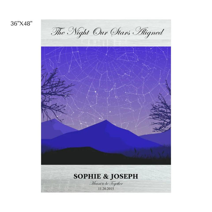 Custom Wall Art - Purple Landscape Star Map - ARTFULANE