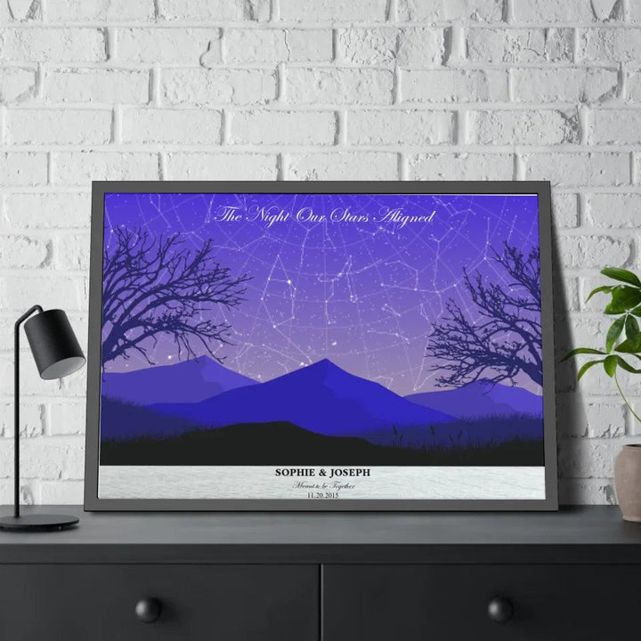 Custom Wall Art - Purple Landscape Star Map - ARTFULANE
