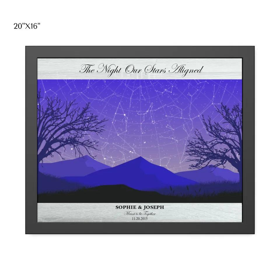 Custom Wall Art - Purple Landscape Star Map - ARTFULANE