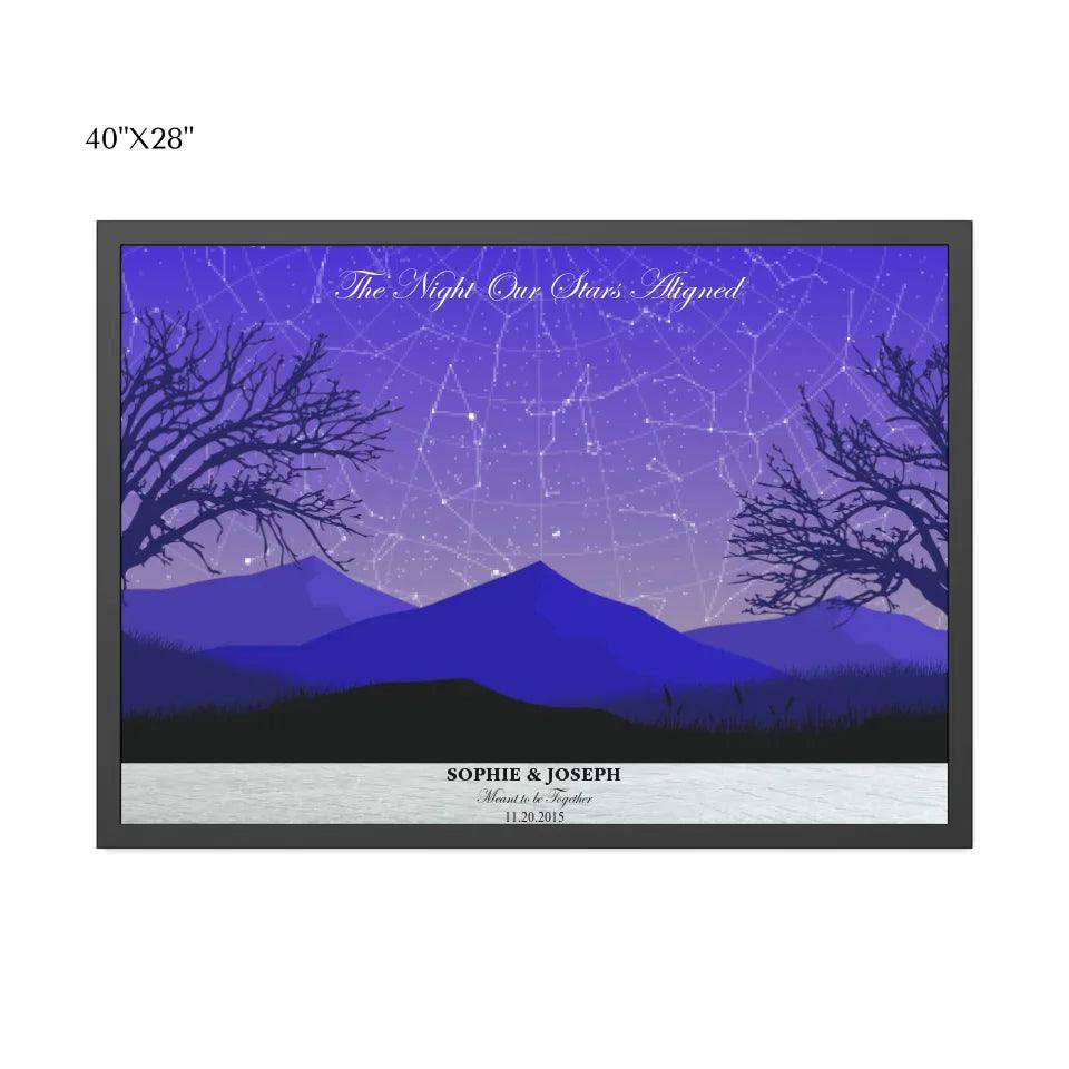 Custom Wall Art - Purple Landscape Star Map - ARTFULANE