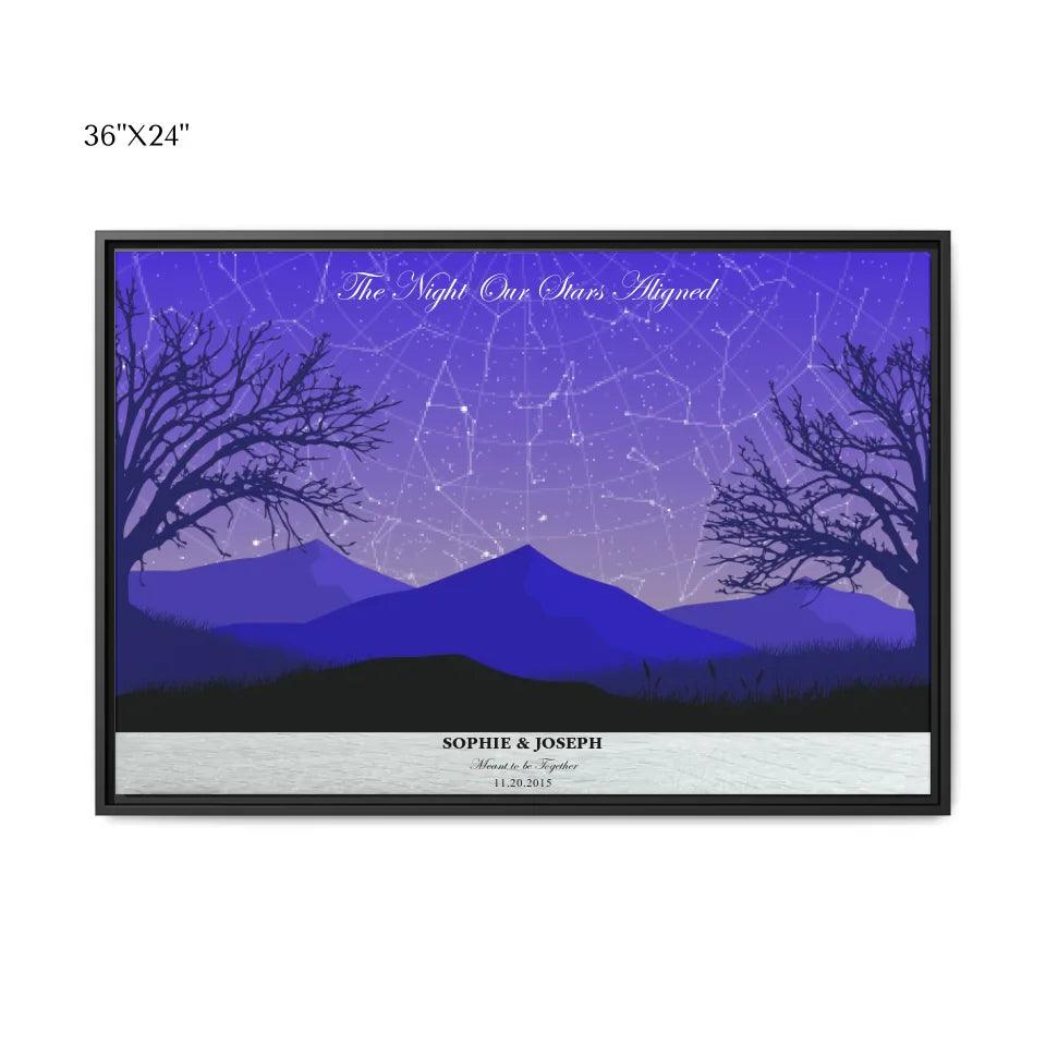 Custom Wall Art - Purple Landscape Star Map - ARTFULANE