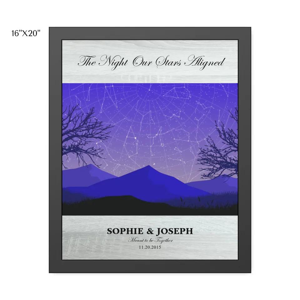 Custom Wall Art - Purple Landscape Star Map - ARTFULANE