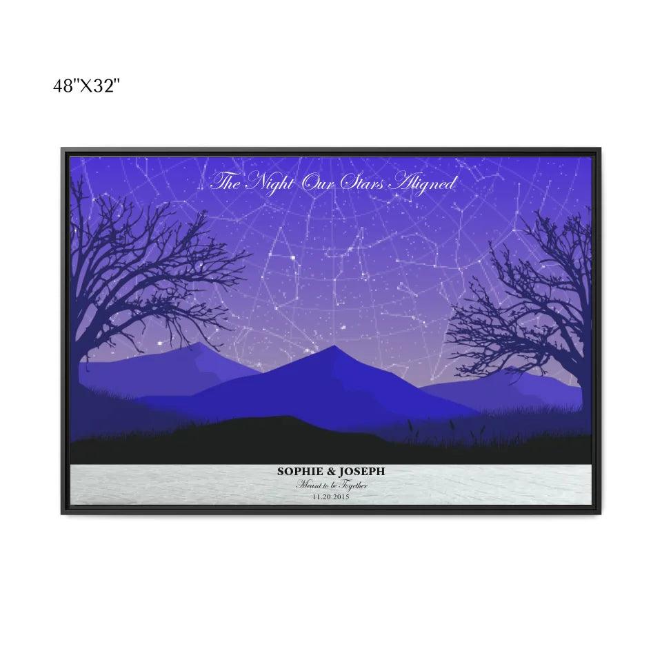 Custom Wall Art - Purple Landscape Star Map - ARTFULANE