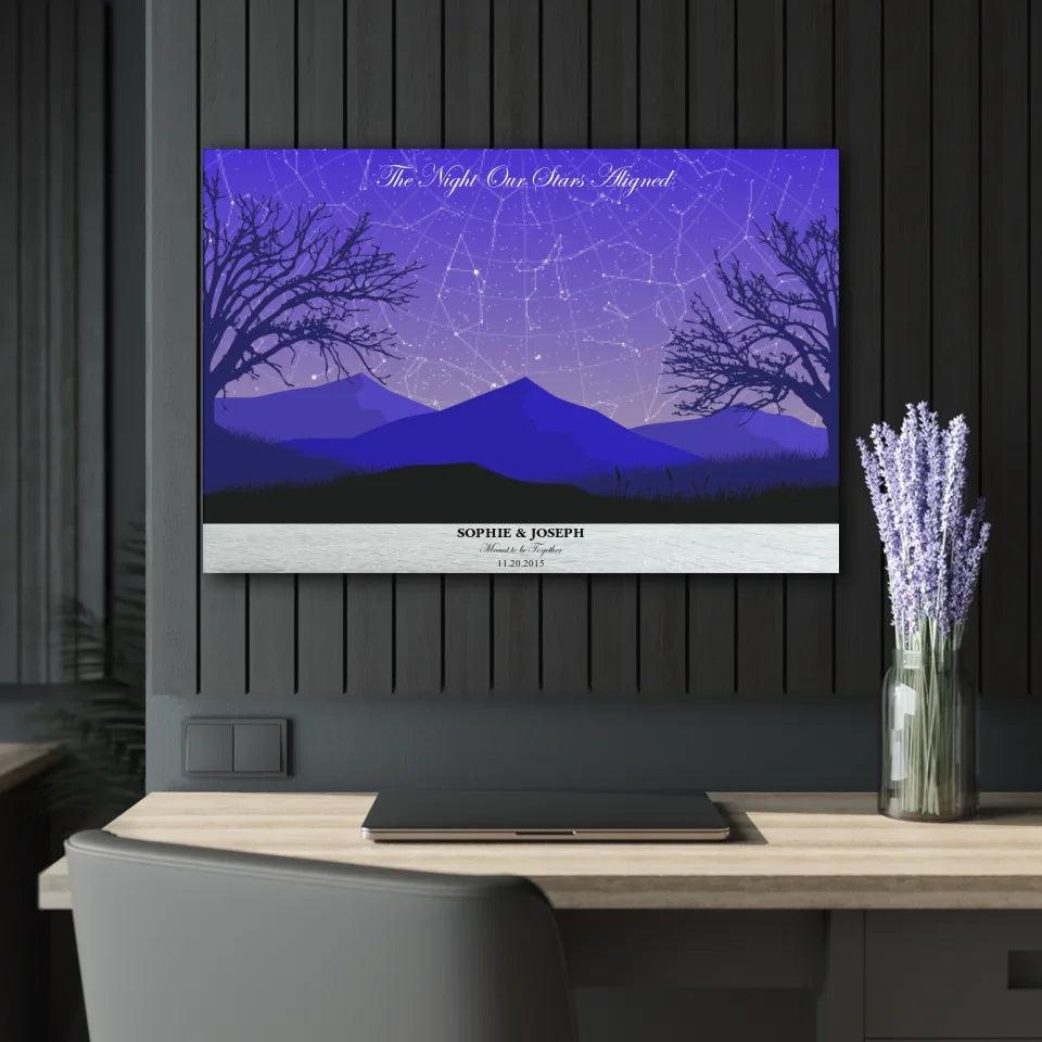 Custom Wall Art - Purple Landscape Star Map - ARTFULANE