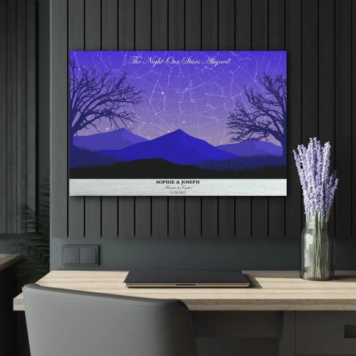 Custom Wall Art - Purple Landscape Star Map - ARTFULANE