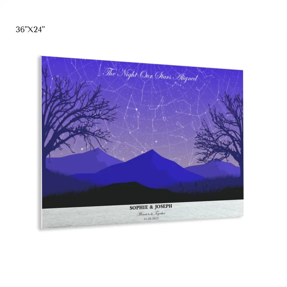 Custom Wall Art - Purple Landscape Star Map - ARTFULANE