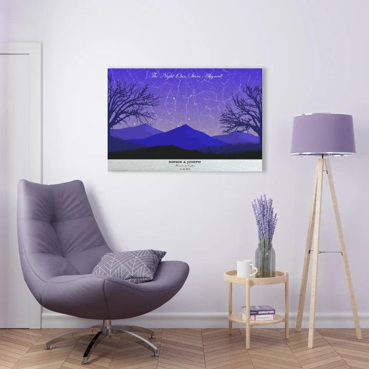 Custom Wall Art - Purple Landscape Star Map - ARTFULANE