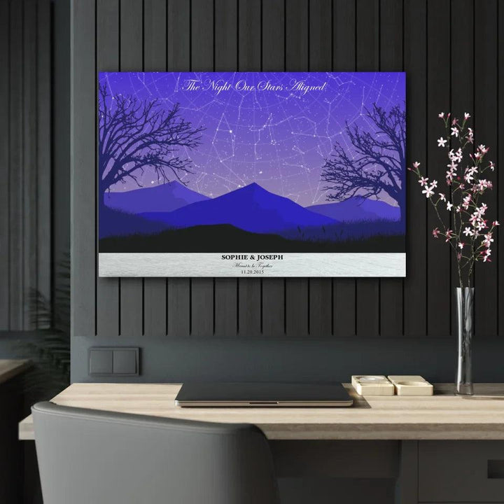 Custom Wall Art - Purple Landscape Star Map - ARTFULANE