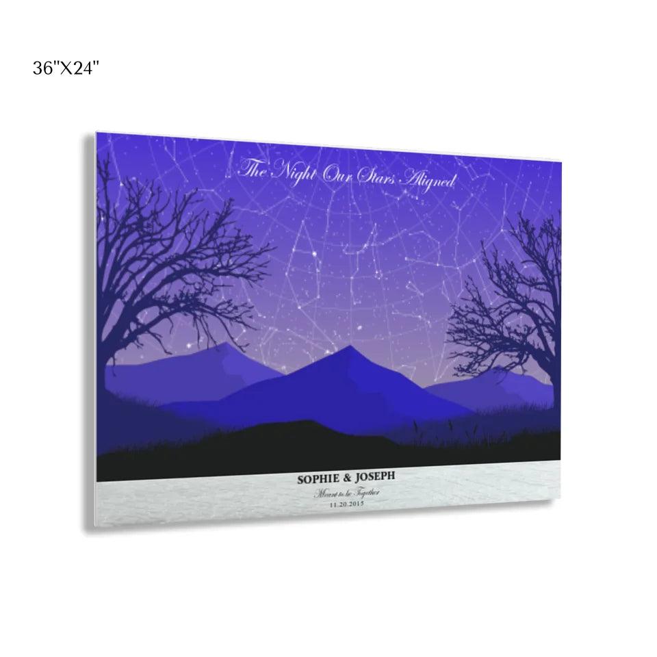 Custom Wall Art - Purple Landscape Star Map - ARTFULANE