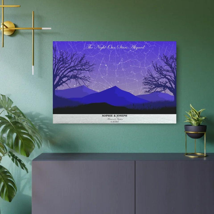 Custom Wall Art - Purple Landscape Star Map - ARTFULANE