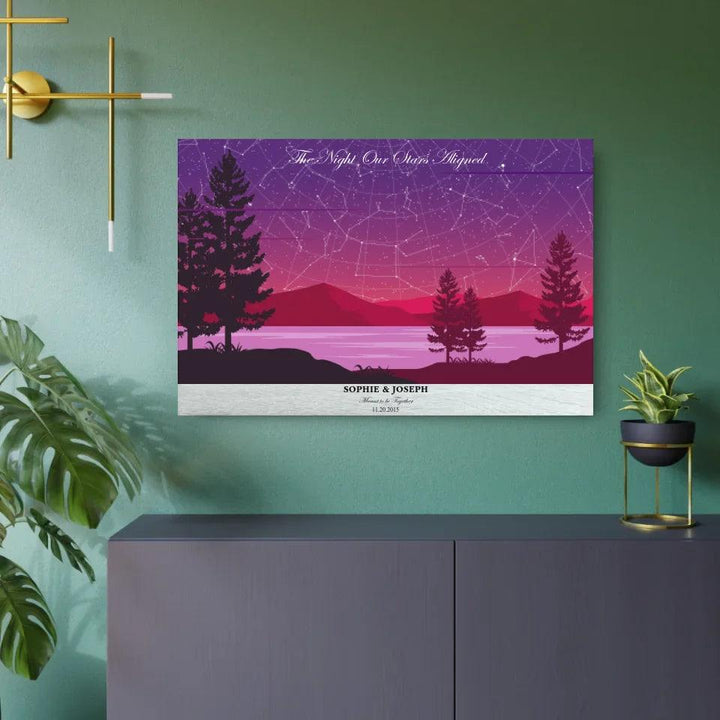 Custom Wall Art - Purple Landscape Star Map - ARTFULANE