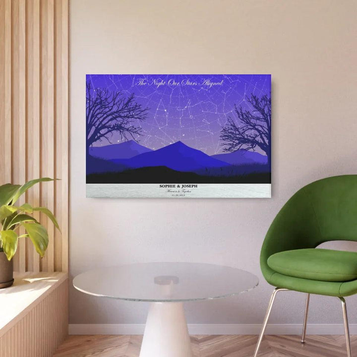 Custom Wall Art - Purple Landscape Star Map - ARTFULANE