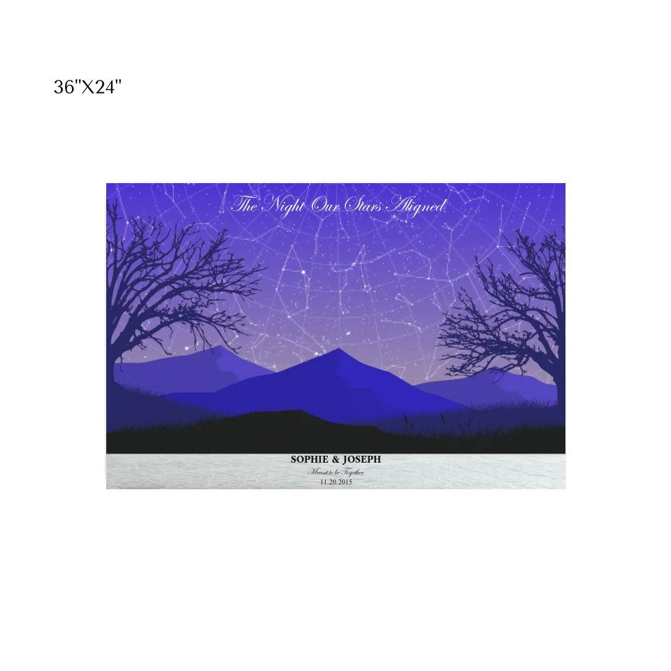 Custom Wall Art - Purple Landscape Star Map - ARTFULANE