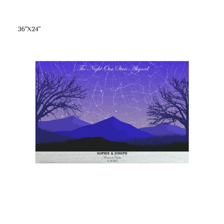 Custom Wall Art - Purple Landscape Star Map - ARTFULANE