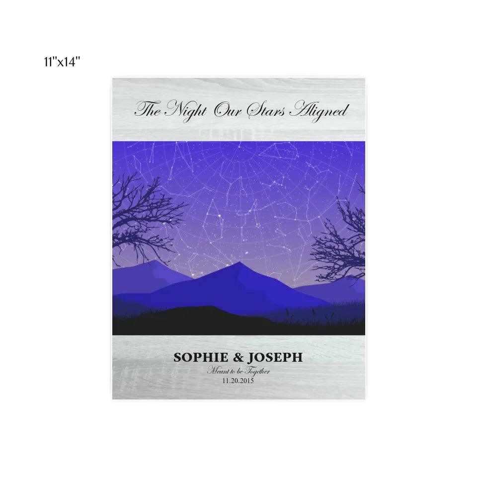 Custom Wall Art - Purple Landscape Star Map - ARTFULANE