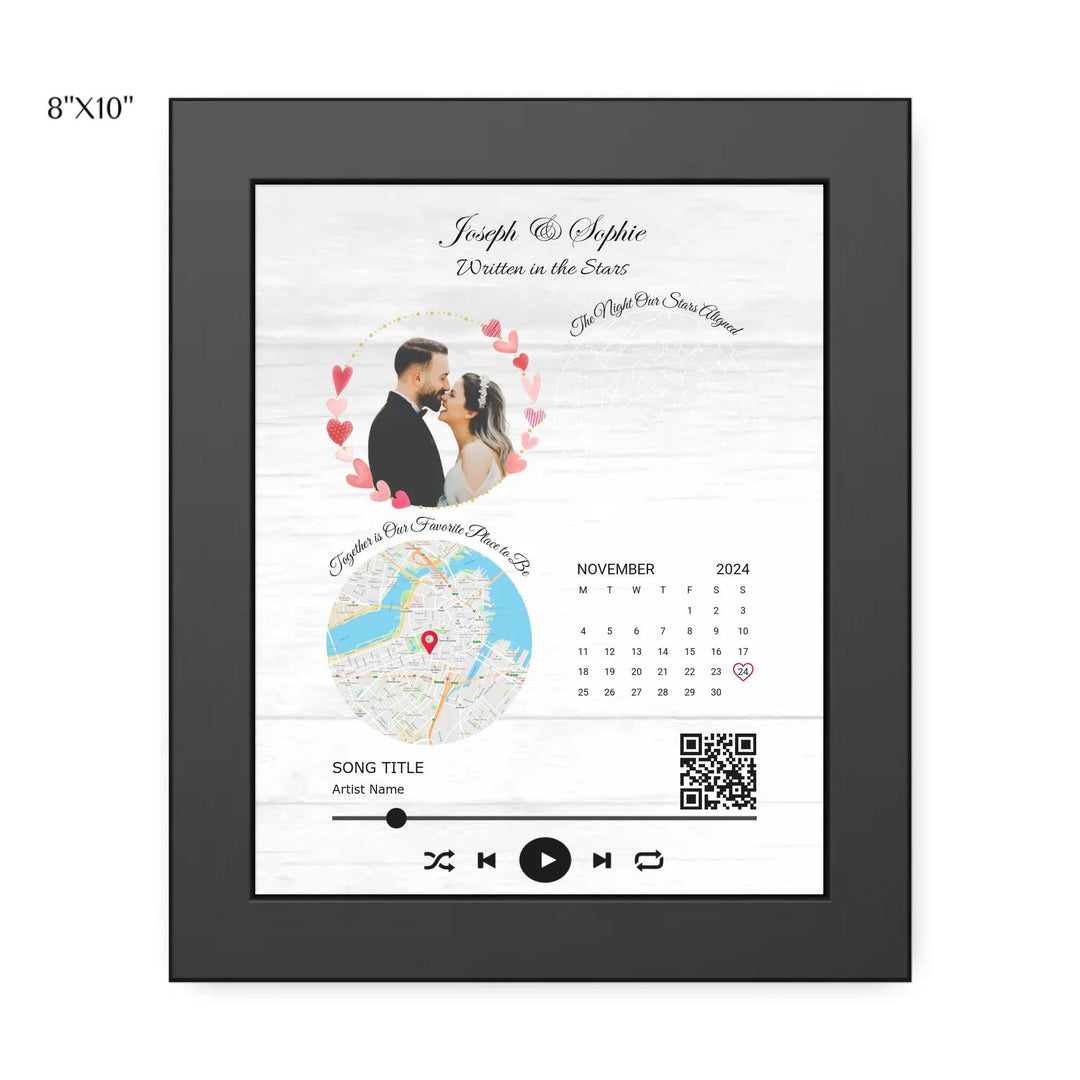 Custom Wall Art - QR Code Song & Maps Couple Keepsake - ARTFULANE