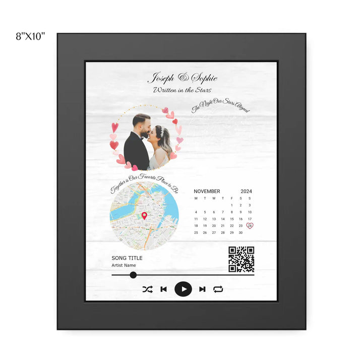 Custom Wall Art - QR Code Song & Maps Couple Keepsake - ARTFULANE