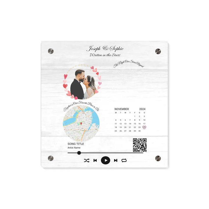 Custom Wall Art - QR Code Song & Maps Couple Keepsake - ARTFULANE