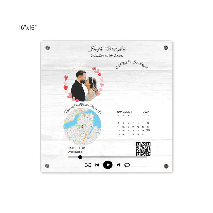 Custom Wall Art - QR Code Song & Maps Couple Keepsake - ARTFULANE