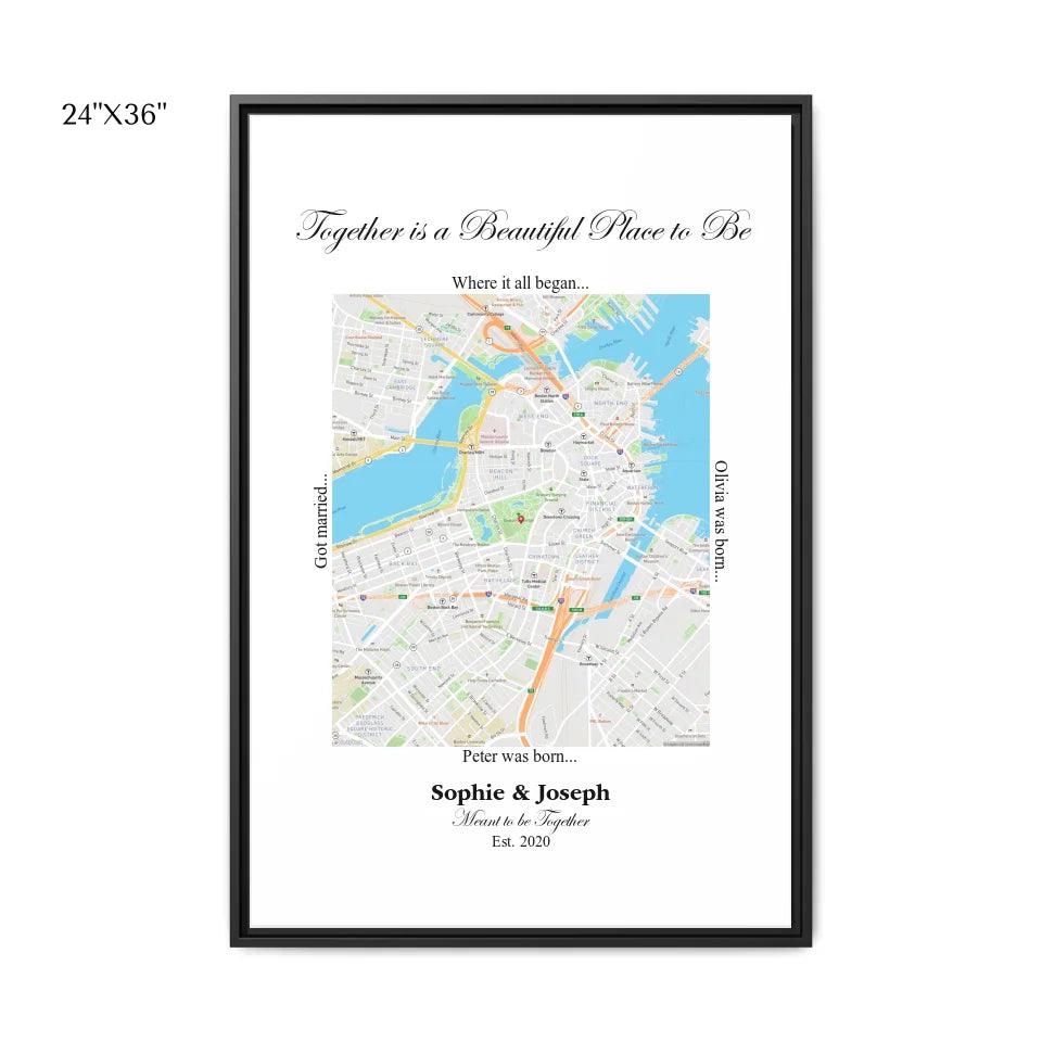 Custom Wall Art - Rectangle Location Map - ARTFULANE