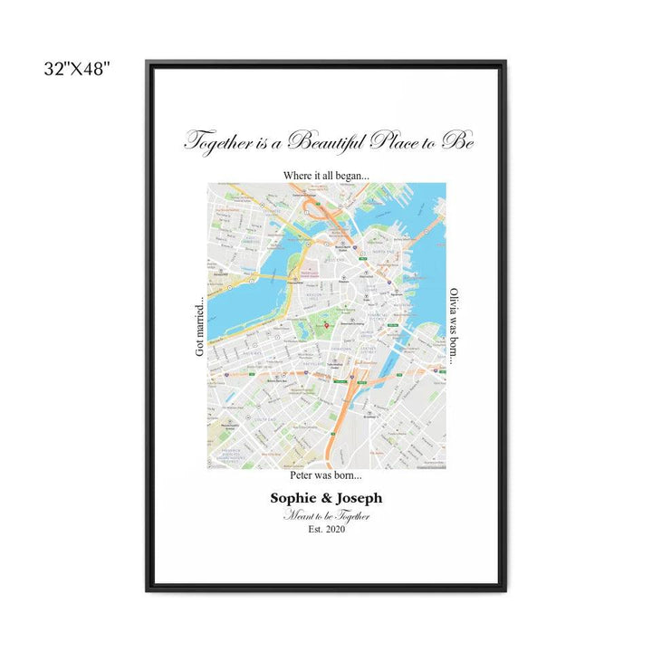 Custom Wall Art - Rectangle Location Map - ARTFULANE