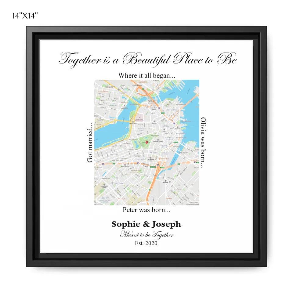 Custom Wall Art - Rectangle Location Map - ARTFULANE