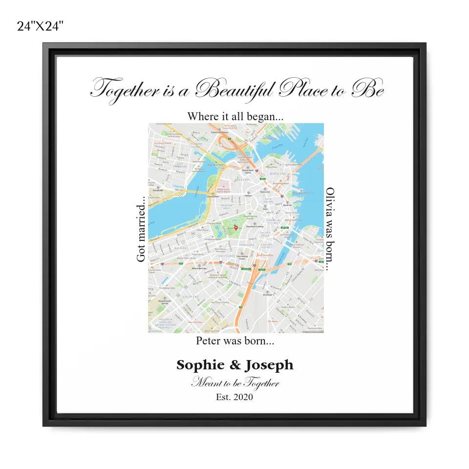 Custom Wall Art - Rectangle Location Map - ARTFULANE