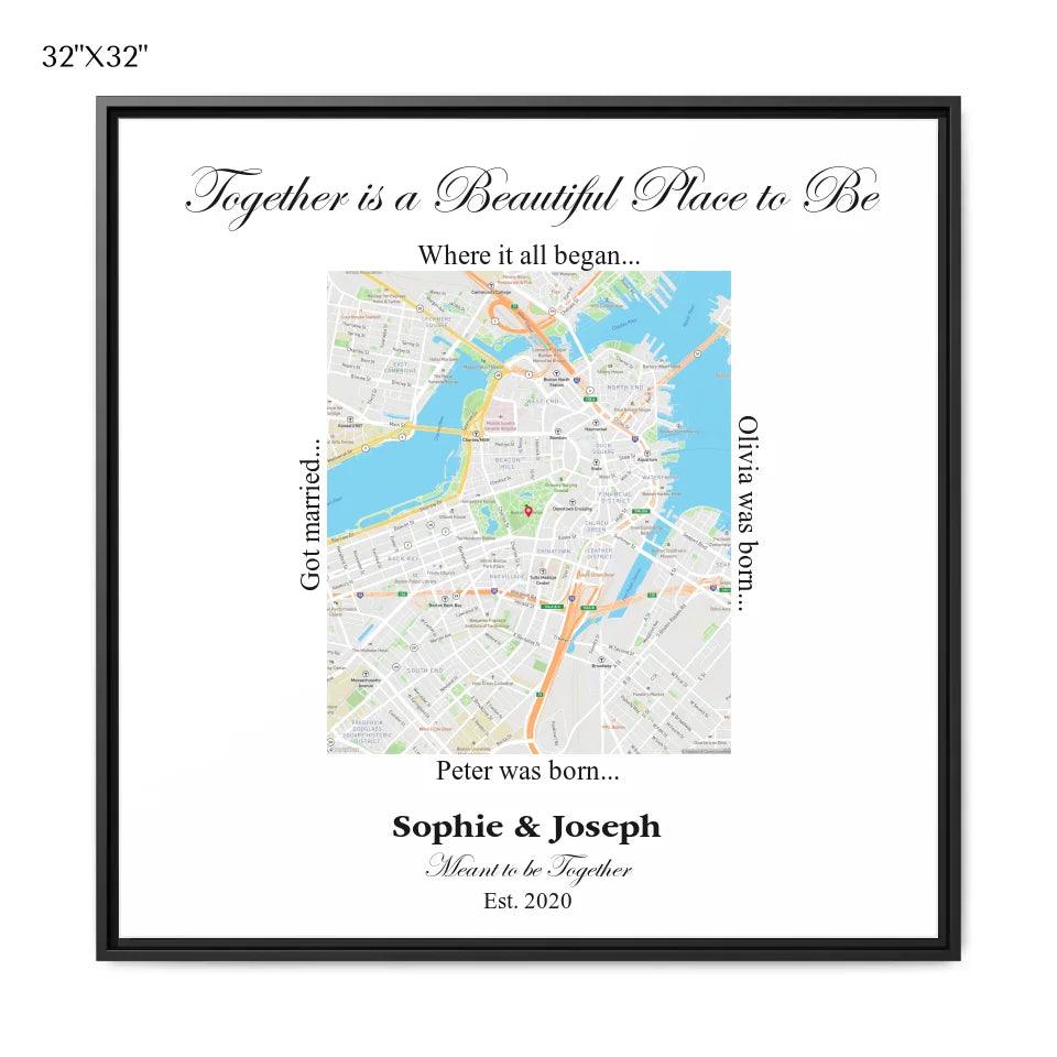 Custom Wall Art - Rectangle Location Map - ARTFULANE