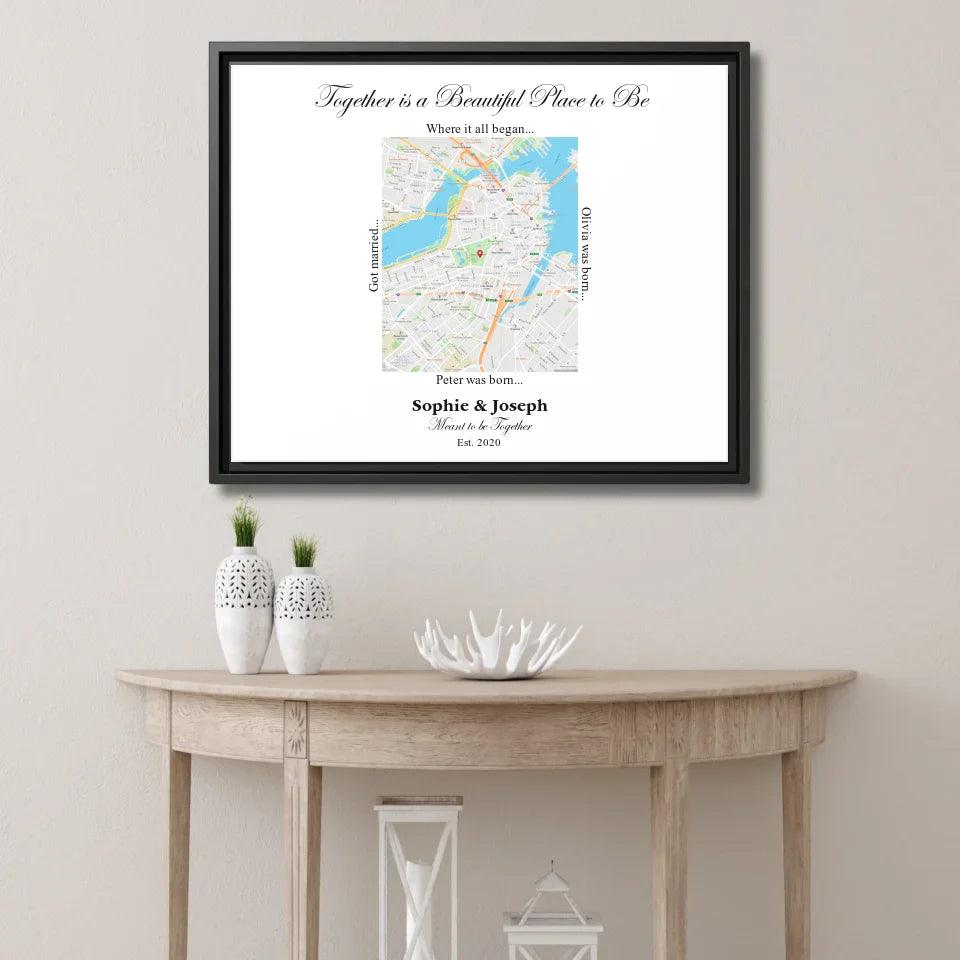 Custom Wall Art - Rectangle Location Map - ARTFULANE